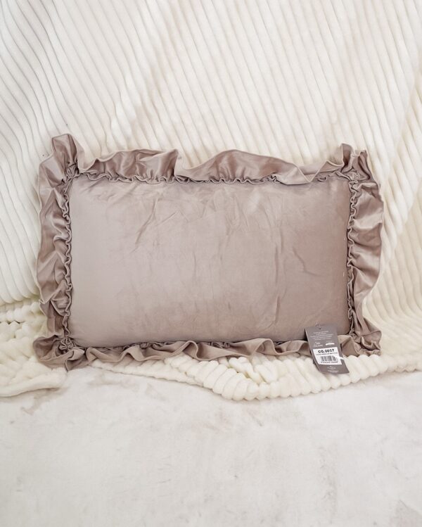 Cuscino Arredo in Velluto con Imbottitura Rettangolare con Rouches 35x50cm