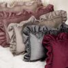 Cuscino Arredo in Velluto con Imbottitura Rettangolare con Rouches 35x50cm