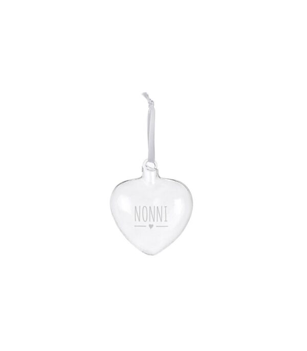 Cuoricino In Vetro Borosilicato Con Scritta E Nastrino Da Appendere