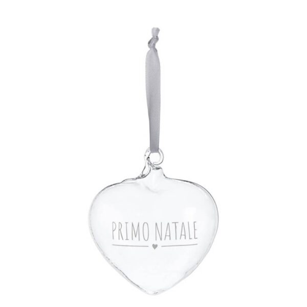 Cuoricino In Vetro Borosilicato Con Scritta E Nastrino Da Appendere