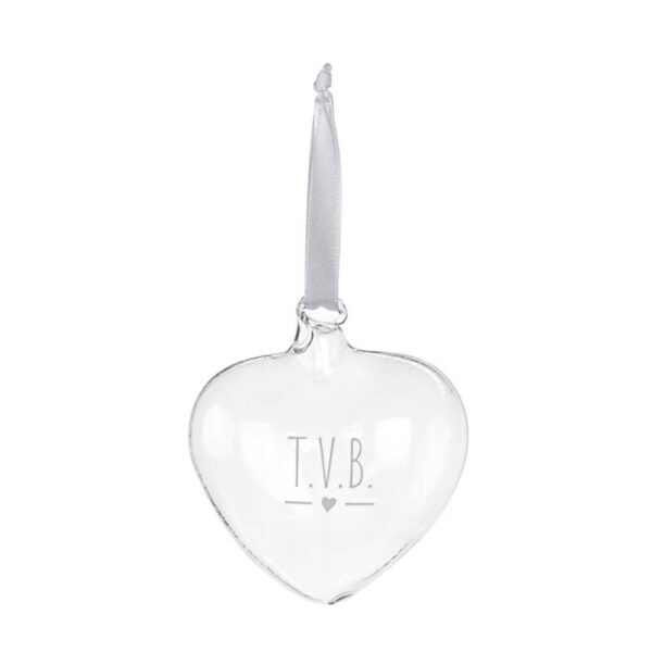 Cuoricino In Vetro Borosilicato Con Scritta E Nastrino Da Appendere