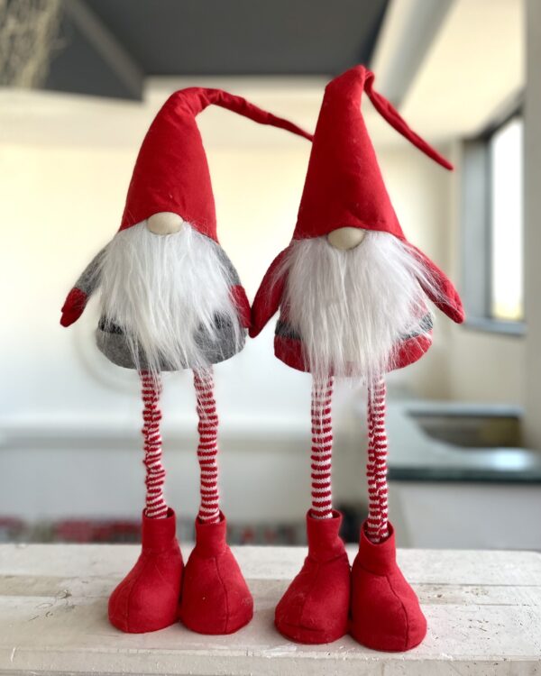 Gnomo Rosso e Grigio Con Gambe Estensibili Fino a 80 cm