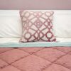 Cuscino Arredo Quadrato Rosa e Bianco Preziosa Luxury