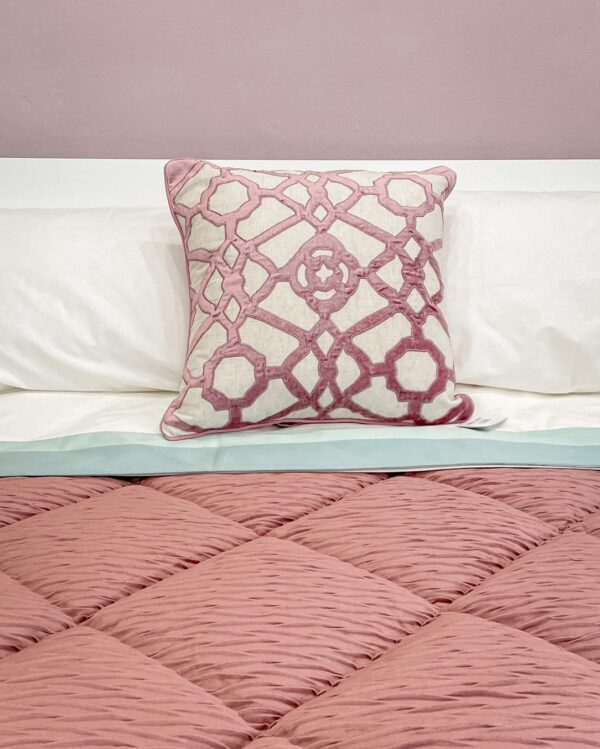 Cuscino Arredo Quadrato Rosa e Bianco Preziosa Luxury
