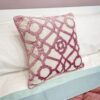 Cuscino Arredo Quadrato Rosa e Bianco Preziosa Luxury