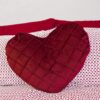 Cuscino Arredo in Velluto con Imbottitura Cuore a Rombi Bordeaux