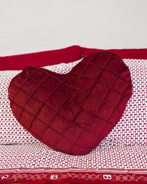 Cuscino Arredo in Velluto con Imbottitura Cuore a Rombi Bordeaux