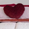 Cuscino Arredo in Velluto con Imbottitura Cuore a Rombi Bordeaux