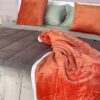 Plaid Arancione Con Interno Agnellato Bianco 210x230 Cm