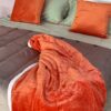 Plaid Arancione Con Interno Agnellato Bianco 210x230 Cm