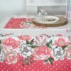 Linea Flora Tovaglia Bianca e Rosa con Pois e Fiori Preziosa Home