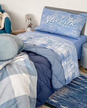 Trapunta Piumone Invernale Indicolor Biancaluna Double Face Blu e Celeste
