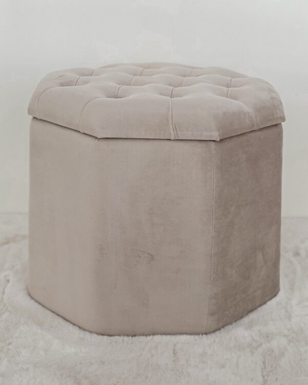 Pouf Ottagonale Contenitore Con Coperchio Capitonnè
