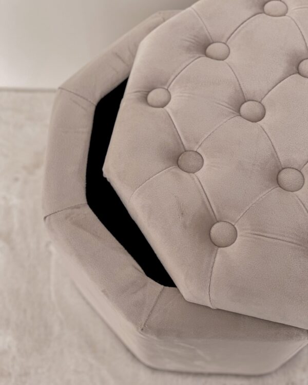 Pouf Ottagonale Contenitore Con Coperchio Capitonnè