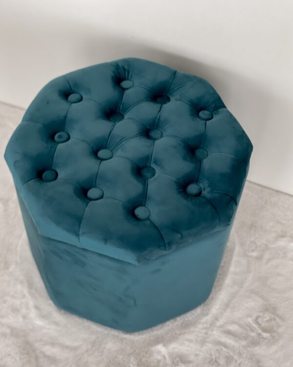 Pouf Ottagonale Contenitore Con Coperchio Capitonnè