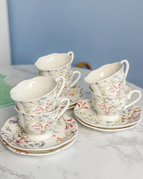 Set 6 Tazzine da Caffè Garden Stile Classico Motivo Floreale