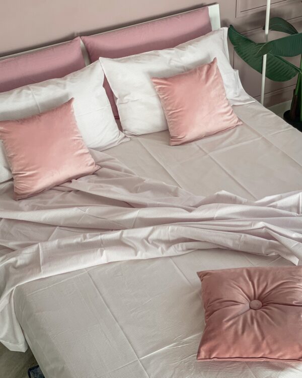 Completo Letto Matrimoniale Harris A Righe Bianche Rosa Carillo Home
