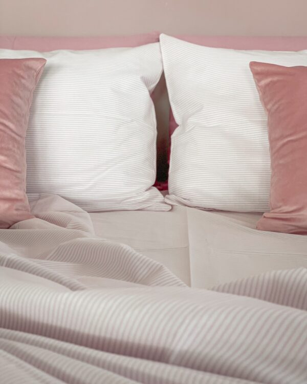 Completo Letto Matrimoniale Harris A Righe Bianche Rosa Carillo Home