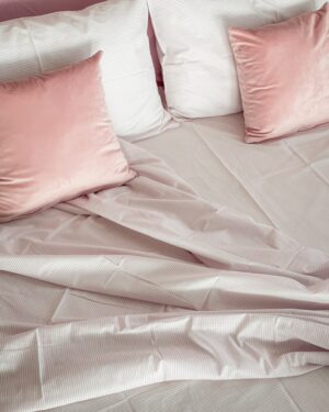 Completo Letto Matrimoniale Harris A Righe Bianche Rosa Carillo Home