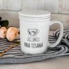 Tazza Mug Per Tisana Con Scritte Simpatiche Coperchio e Filtro per Infusione IN Ceramica AD STAR