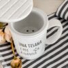 Tazza Mug Per Tisana Con Scritte Simpatiche Coperchio e Filtro per Infusione IN Ceramica AD STAR