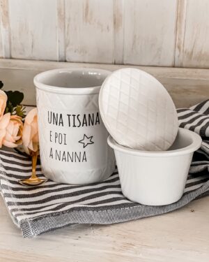 Tazza Mug Per Tisana Con Scritte Simpatiche Coperchio e Filtro per Infusione IN Ceramica AD STAR