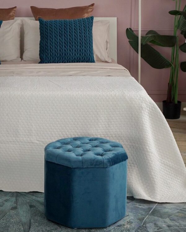 Pouf Ottagonale Contenitore Con Coperchio Capitonnè
