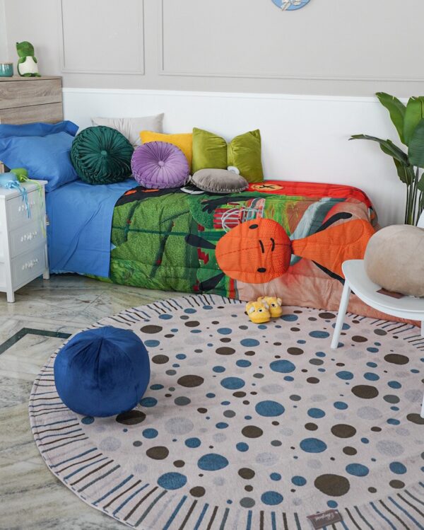 Tappeto Tondo Jacquard in Ciniglia Antiscivolo 180 cm Preziosa Home