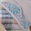 Set Asciugamani Flowers Viso e Ospite 100% Spugna di Cotone Vingi Ricami
