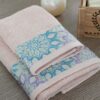 Set Asciugamani Flowers Viso e Ospite 100% Spugna di Cotone Vingi Ricami