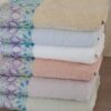 Set Asciugamani Flowers Viso e Ospite 100% Spugna di Cotone Vingi Ricami