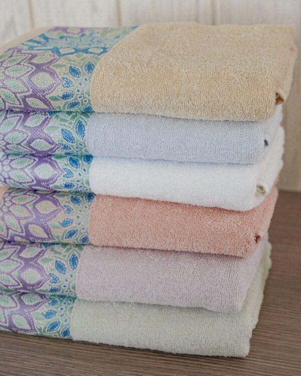 Set Asciugamani Flowers Viso e Ospite 100% Spugna di Cotone Vingi Ricami