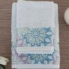 Set Asciugamani Flowers Viso e Ospite 100% Spugna di Cotone Vingi Ricami