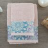 Set Asciugamani Flowers Viso e Ospite 100% Spugna di Cotone Vingi Ricami