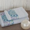 Set Asciugamani Flowers Viso e Ospite 100% Spugna di Cotone Vingi Ricami