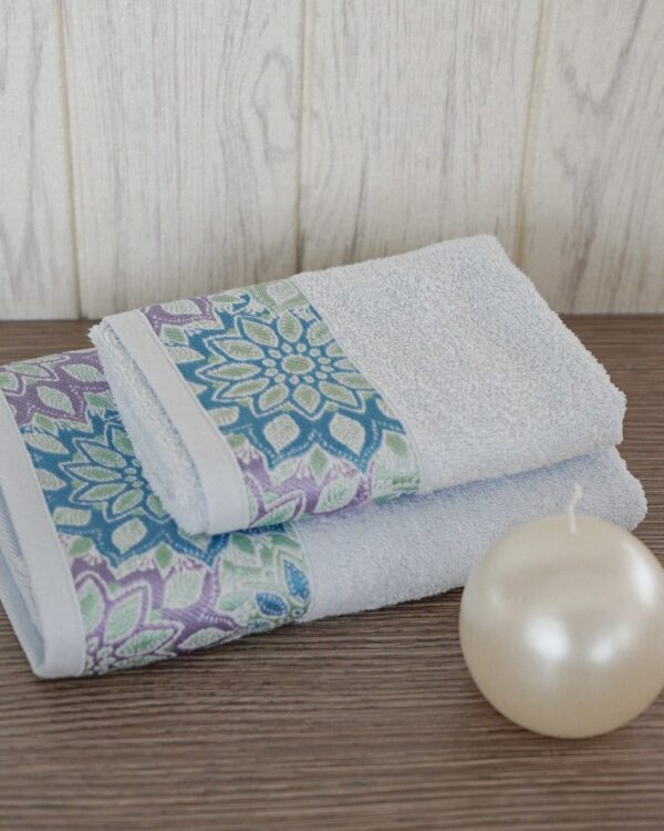 Set Asciugamani Flowers Viso e Ospite 100% Spugna di Cotone Vingi Ricami