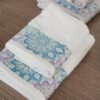 Set Asciugamani Flowers Viso e Ospite 100% Spugna di Cotone Vingi Ricami