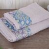 Set Asciugamani Flowers Viso e Ospite 100% Spugna di Cotone Vingi Ricami