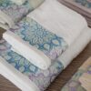 Set Asciugamani Flowers Viso e Ospite 100% Spugna di Cotone Vingi Ricami