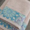 Set Asciugamani Flowers Viso e Ospite 100% Spugna di Cotone Vingi Ricami