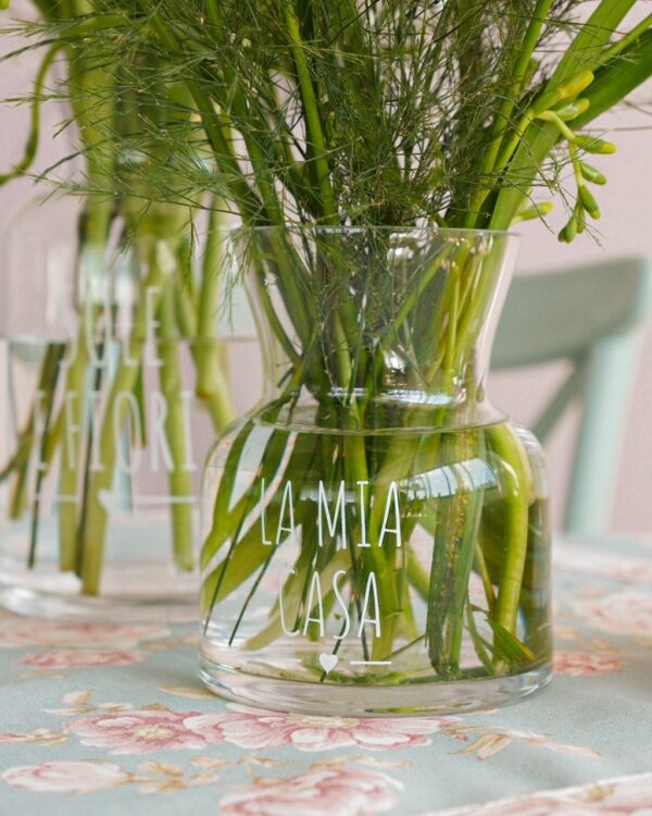 Vaso in Vetro Portafiori Con Scritta Nuvole Di Stoffa My Home