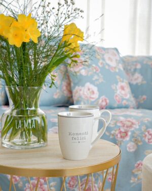 Tazza Mug My Home Con Scritte Nuvole Di Stoffa Panna e Dettagli Grigi