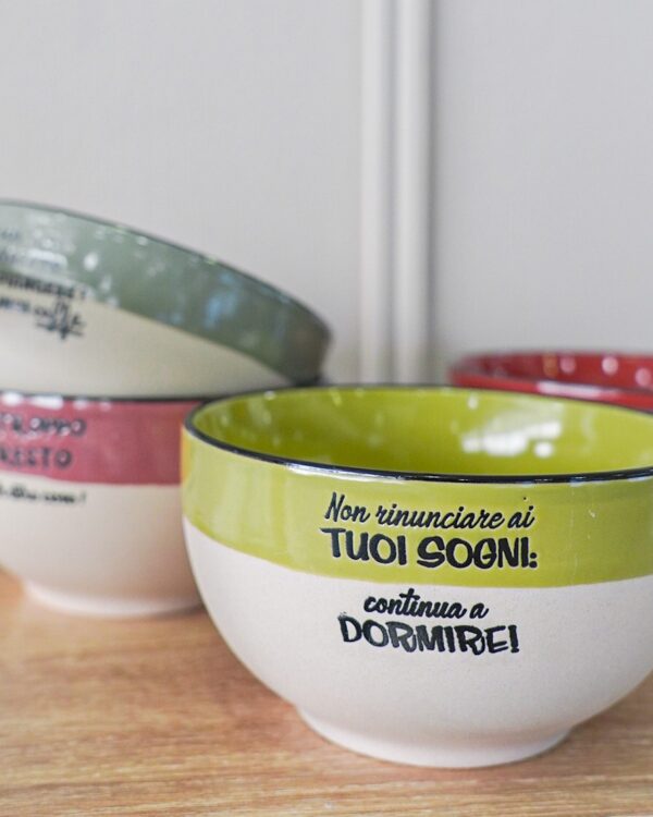 Ciotola Allegra Con Scritte In Ceramica AD