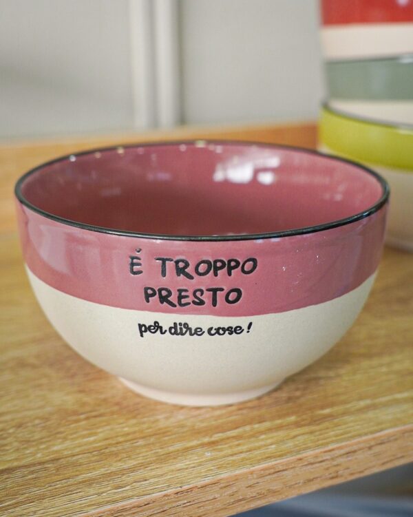 Ciotola Allegra Con Scritte In Ceramica AD