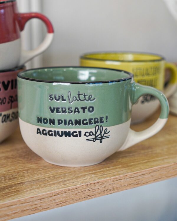 Tazza Allegra Con Scritte In Ceramica