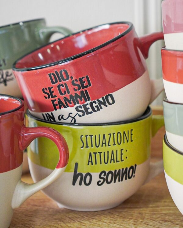 Tazza Allegra Con Scritte In Ceramica