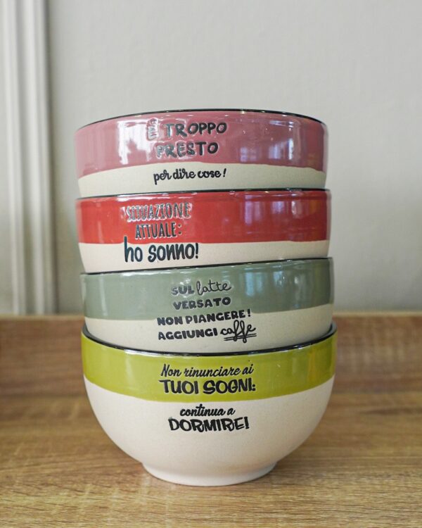 Ciotola Allegra Con Scritte In Ceramica AD