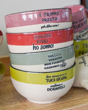 Ciotola Allegra Con Scritte In Ceramica AD