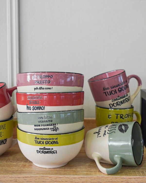 Ciotola Allegra Con Scritte In Ceramica AD