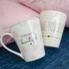 Tazza Mug Pretty in Ceramica Rosa e Grigia con Scritte Nere